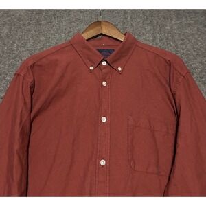 Portuguese flannel button down shirt mens long sleeve 2XL copper brown cotton